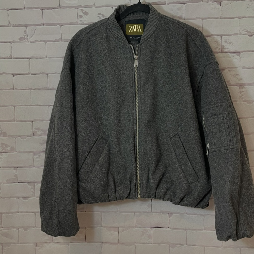 Zara Women’s  Modern Charcoal Bomber Jacket XS l‎ everyday essential | Classic